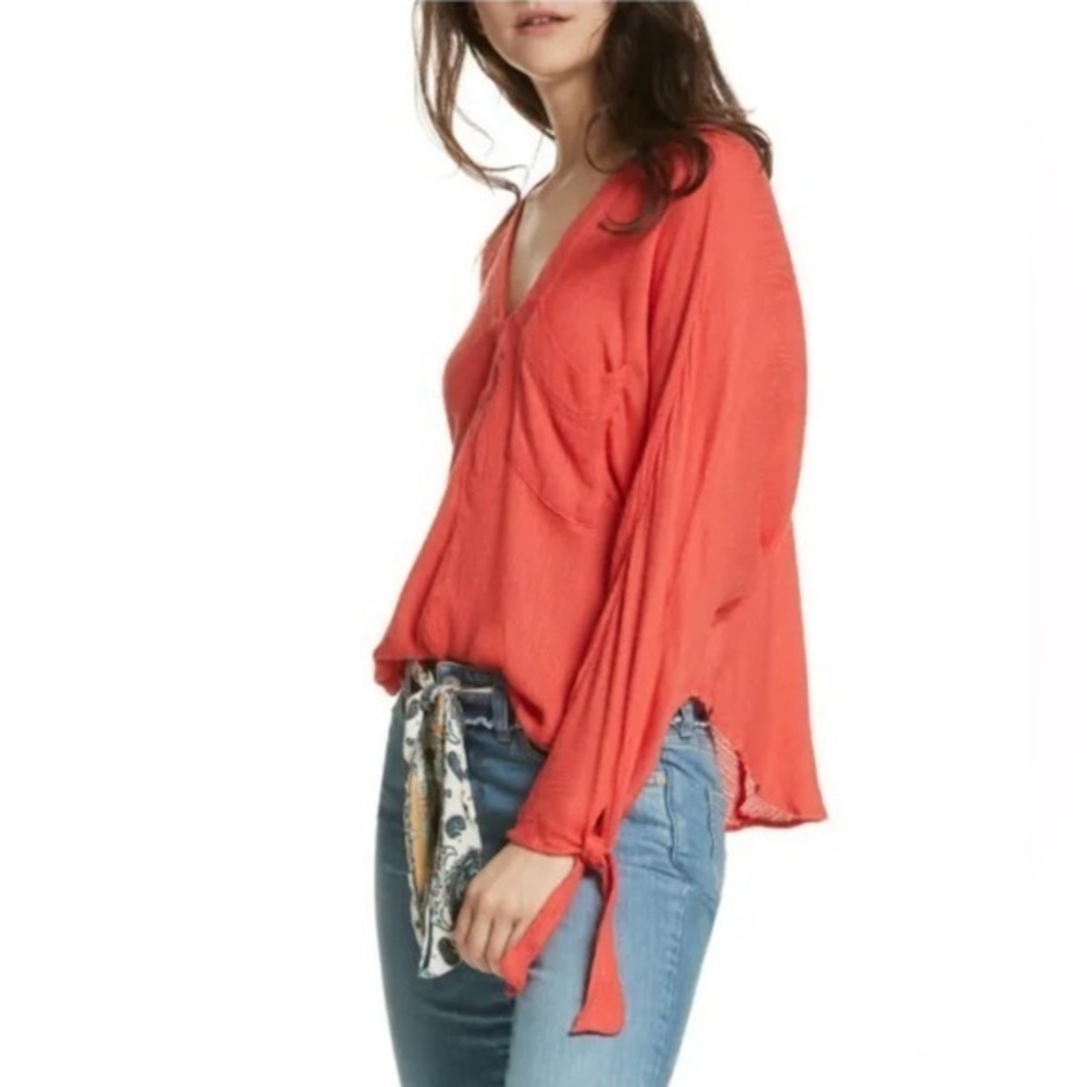 Free People Morning Relaxed Solid Dolman Top in Strawberry Red